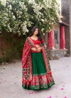Green Colour Tussar Silk With Patola Printed With Foil Work Lehenga With Blouse Dupatta LNB1221